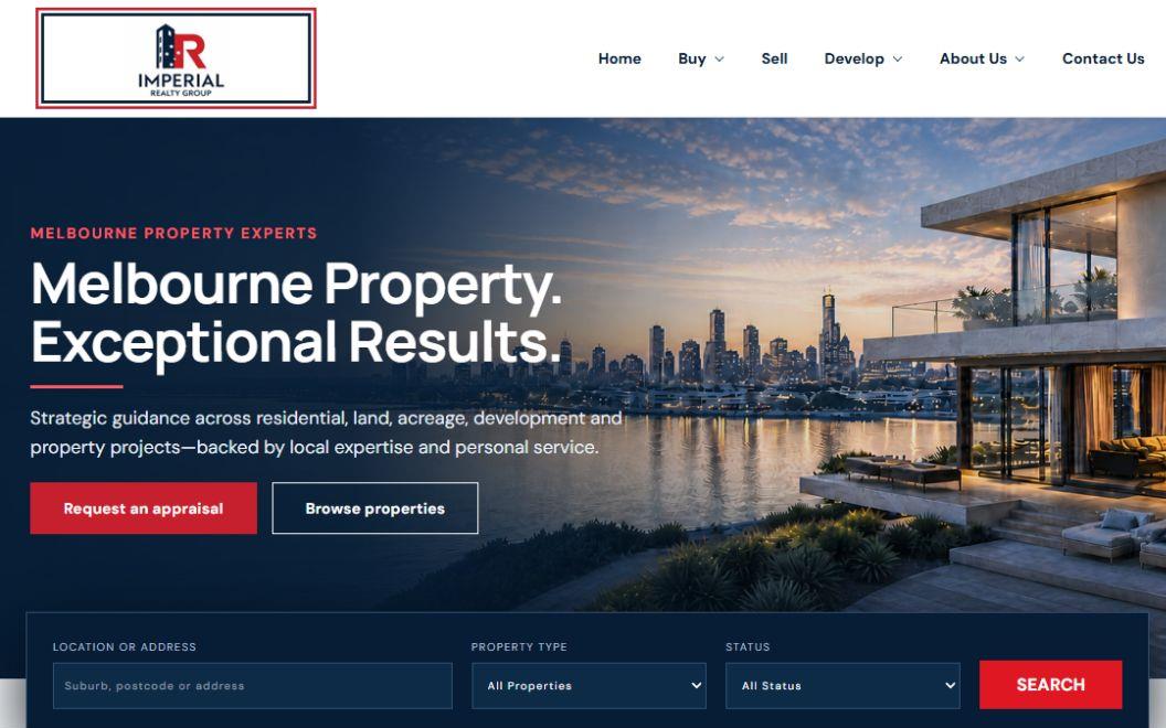 Screenshot of the live Imperial Realty Group homepage